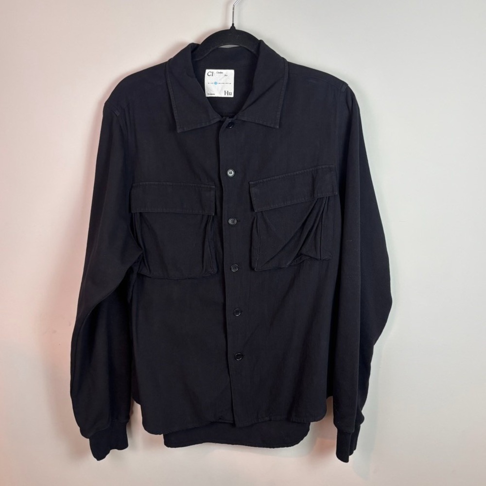 Clothes for Humans (C1Hu)‎ Mens 100% Cotton Black BUtton up Long Sleeve Shirt LG